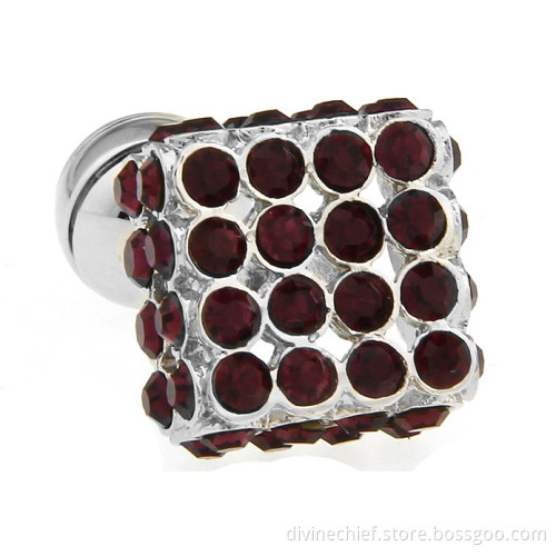 Custom 15*15mm Purple Crystal Gift Cufflinks For Man's Suit Shirt